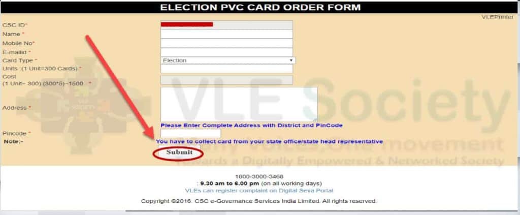 order elction voter id card from csc vle society