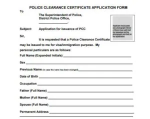Police Verification form format