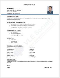 Job Application CV Template Word Doc File with Photo