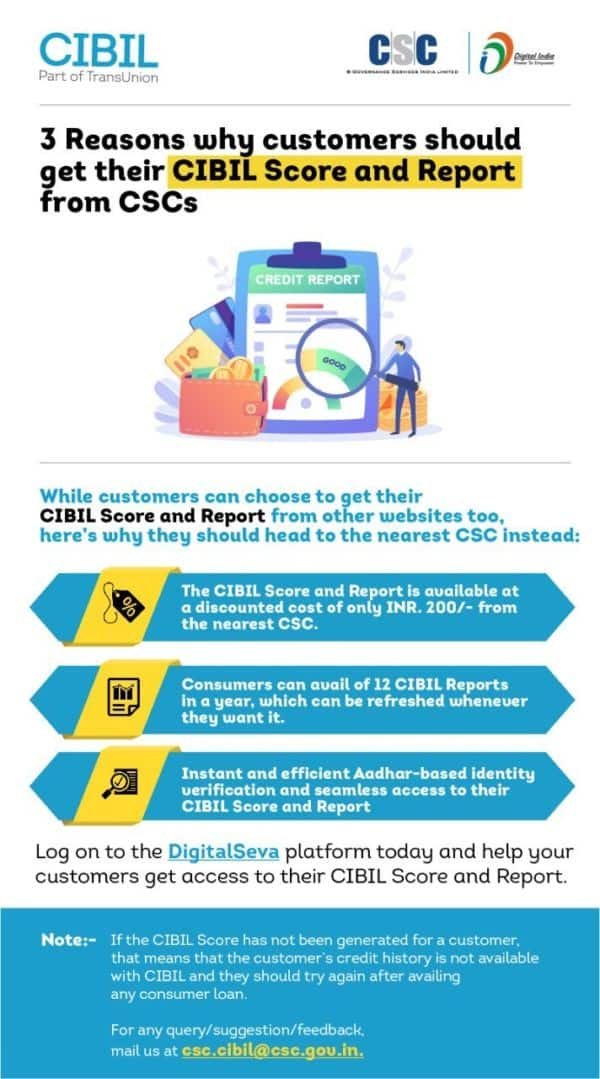 Requirement of CSC Cibil Score Report