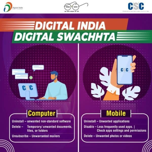Digital Swachhta It's time to do Digital Swachhta on our computers and phones - Unwanted Software , Temporary Files