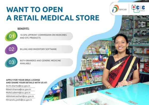 csc medical store drug license apply online