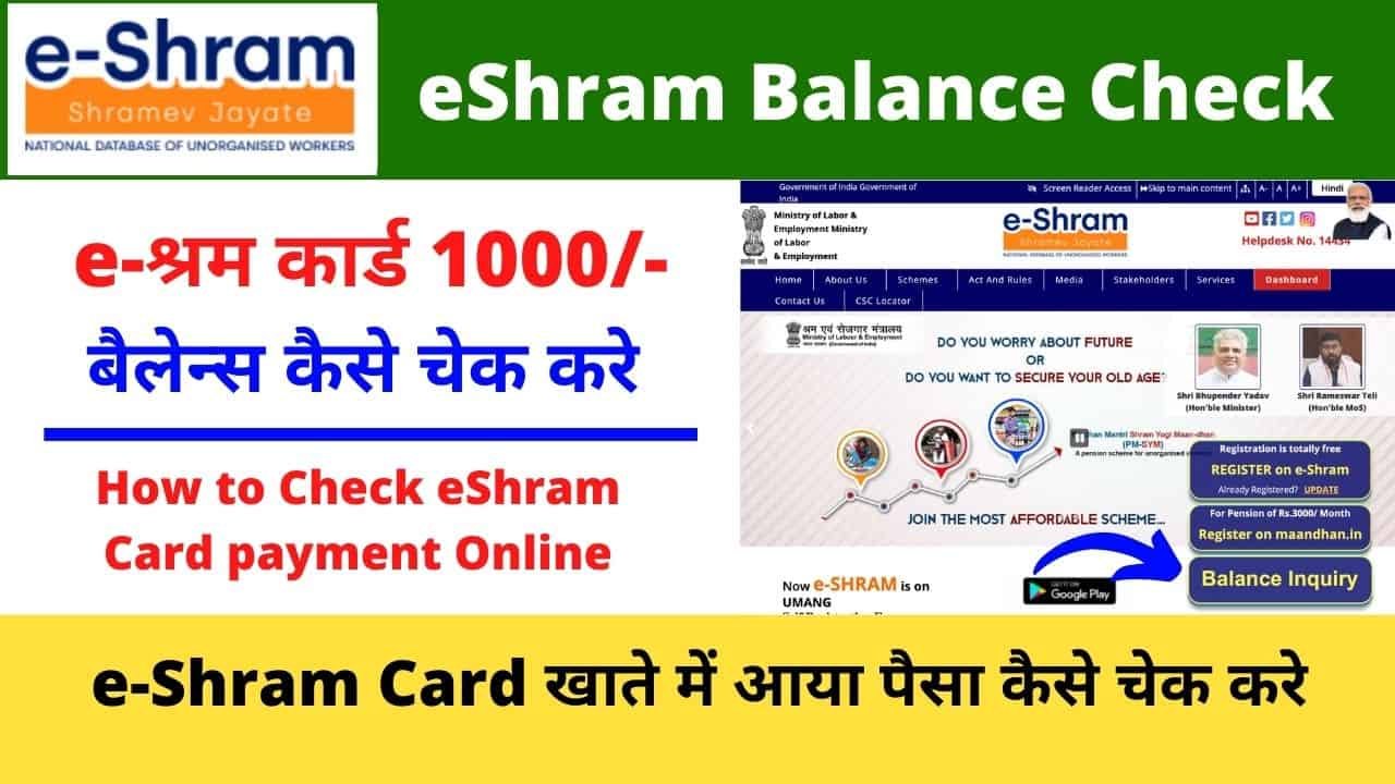 e Shram Card e Shram Card ka Paisa Kaise Check Kaise Kare How to check eshram card Payment Online Vle Society